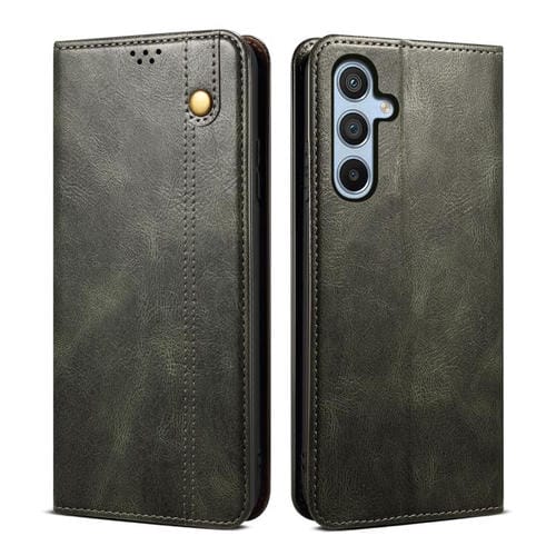 Funda de cuero con textura Crazy Horse y cera de aceite para Samsung Galaxy S25 FE 5G (verde)