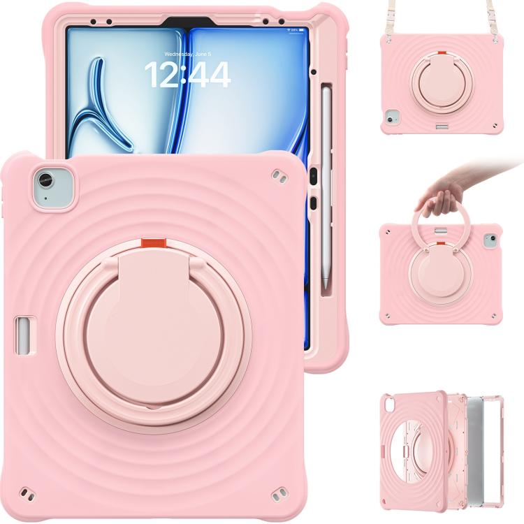 Funda híbrida Silicona para iPad Air 13 (2025/2024) con Asa Giratoria y Soporte (Rosa)