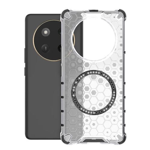 Funda para Honor X60 Pro 5G a Prueba de Golpes con Anillo Magnético de Panal (Blanca)