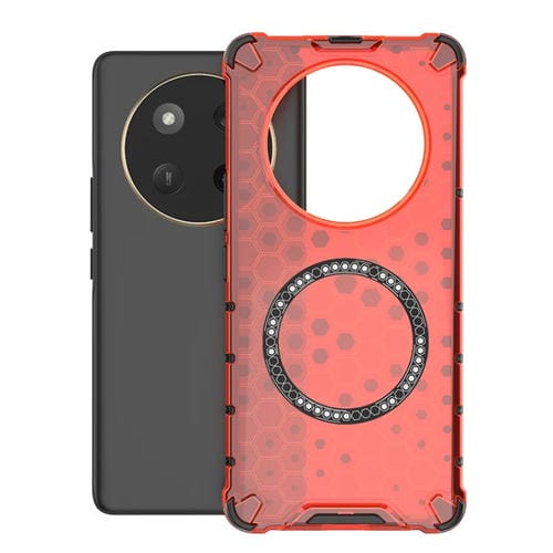 Funda para Teléfono Honor X60 Pro 5G a Prueba de Golpes con Anillo Magnético de Panal (Rojo)