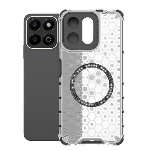 Funda para Teléfono Honor Play 60 Plus 5G a Prueba de Golpes con Anillo Magnético de Panal (Blanca)