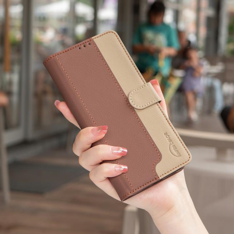 Funda de cuero antirrobo RFID a juego para Infinix Smart 10 4G (marrón)
