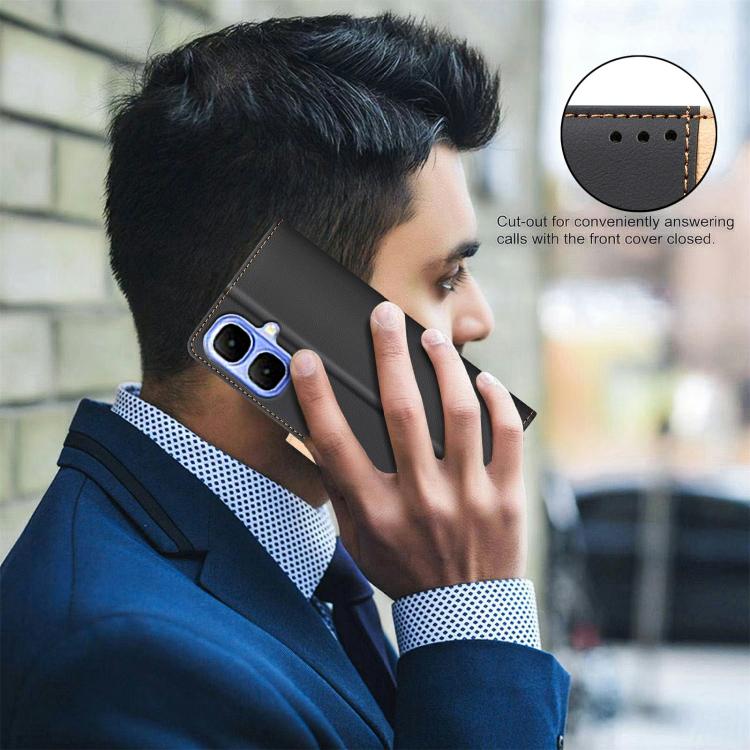 Funda de cuero antirrobo RFID a juego para Infinix Smart 10 4G (negro)