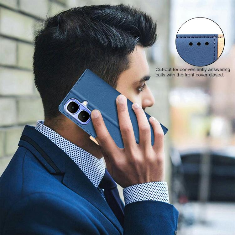 Funda de cuero antirrobo RFID a juego para Infinix Smart 10 4G (azul)
