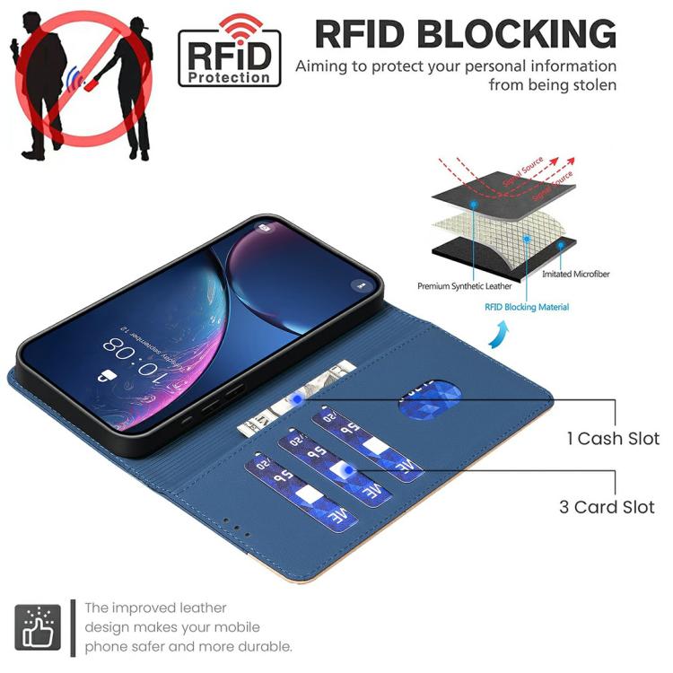 Funda de cuero antirrobo RFID a juego para Infinix Smart 10 4G (azul)