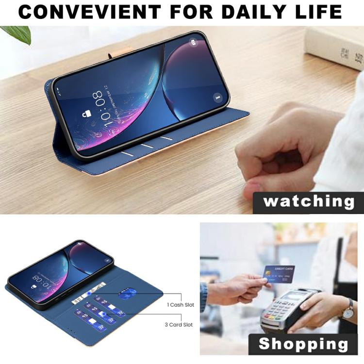 Funda de cuero antirrobo RFID a juego para Infinix Smart 10 4G (azul)