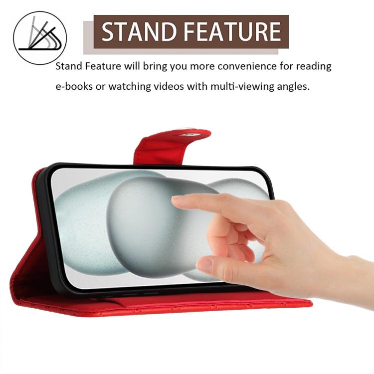 Funda de cuero con textura rómbica y cordón para TCL 60 SE NxtPaper/605 (roja)