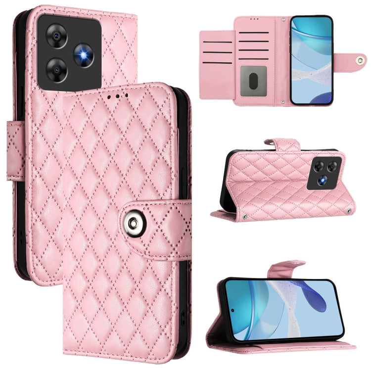 Funda de Cuero con Tapa y Textura Rombal para BlackView Wave 8C con Cordón (Rosa)