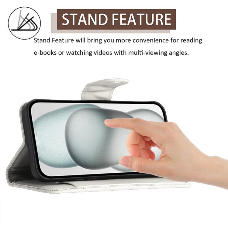 Funda de cuero con textura rómbica y cordón para ZTE Blade A52 Lite (blanca)