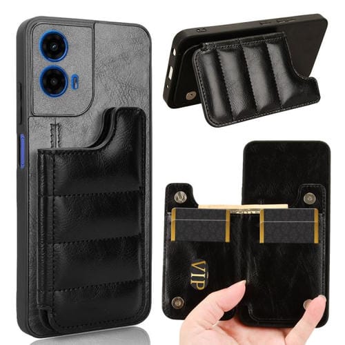 Funda para Teléfono Motorola Moto G45 5G con Diseño de Vaca y Tarjetero (Negra)