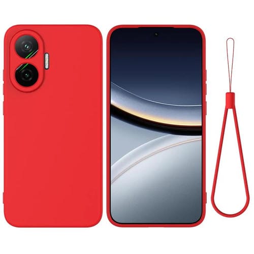 Funda de silicona líquida de color sólido para Xiaomi Poco F7 / Redmi Turbo 4 Pro, a prueba de caídas y cobertura total (roja)