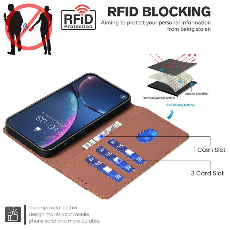 Funda de Cuero Antirrobo con Protección RFID para Tecno Pova 6 Neo 5G y Spark 30 5G (Marrón)