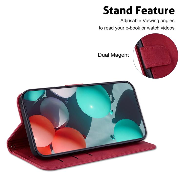 Funda de cuero con relieve de siete formas para Redmi A5 4G (171,7 mm) (roja)