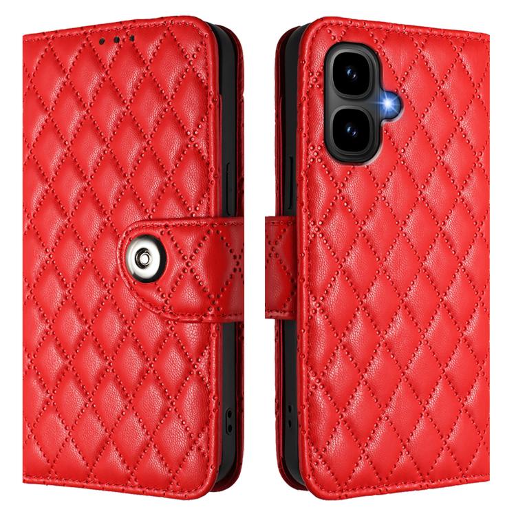 Funda de cuero con textura rómbica y cordón para Infinix Smart 10 4G / Tecno Pop 10 (roja)