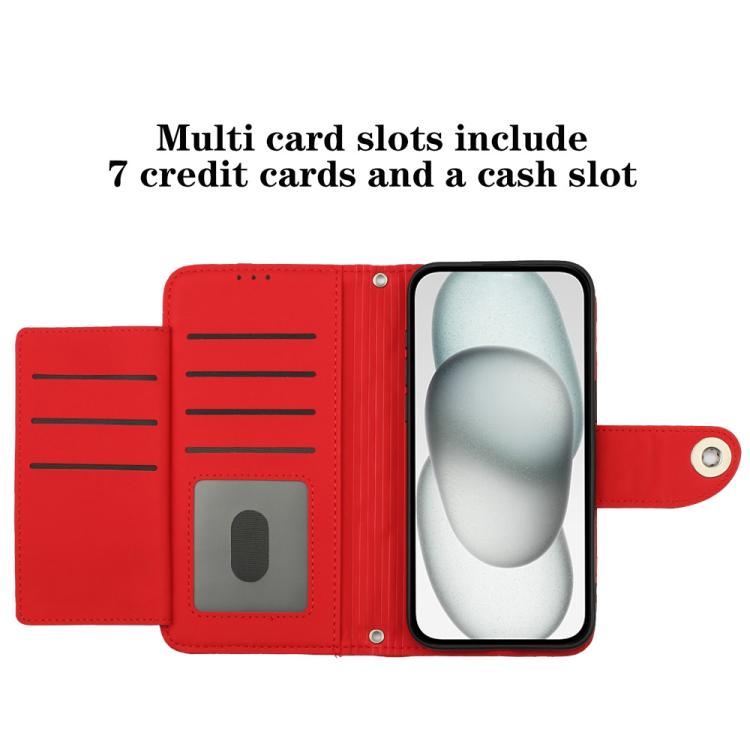 Funda de cuero con textura rómbica y cordón para Infinix Smart 10 4G / Tecno Pop 10 (roja)