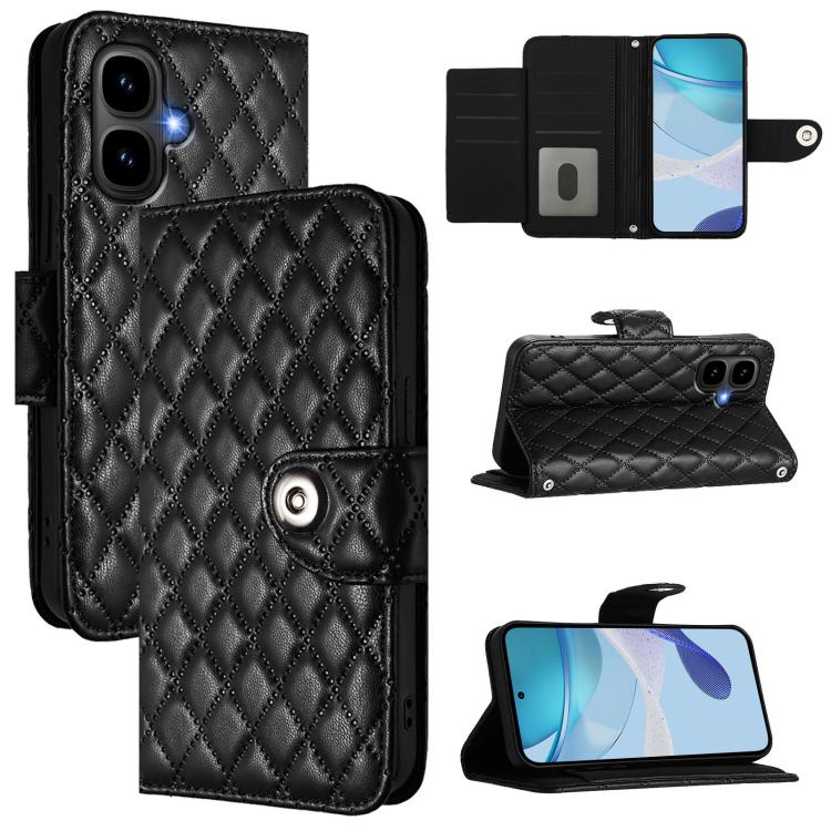 Funda de cuero con textura rómbica y cordón para Infinix Smart 10 4G / Tecno Pop 10 (negra)