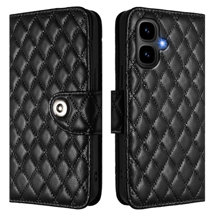 Funda de cuero con textura rómbica y cordón para Infinix Smart 10 4G / Tecno Pop 10 (negra)