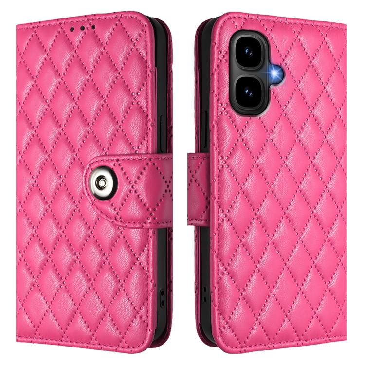 Funda de cuero con textura rómbica y cordón para Infinix Smart 10 4G / Tecno Pop 10 (rosa)
