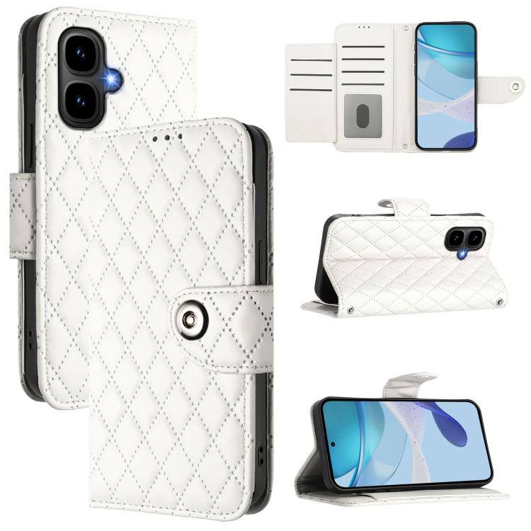 Funda de cuero con textura rómbica y cordón para Infinix Smart 10 4G / Tecno Pop 10 (blanca)