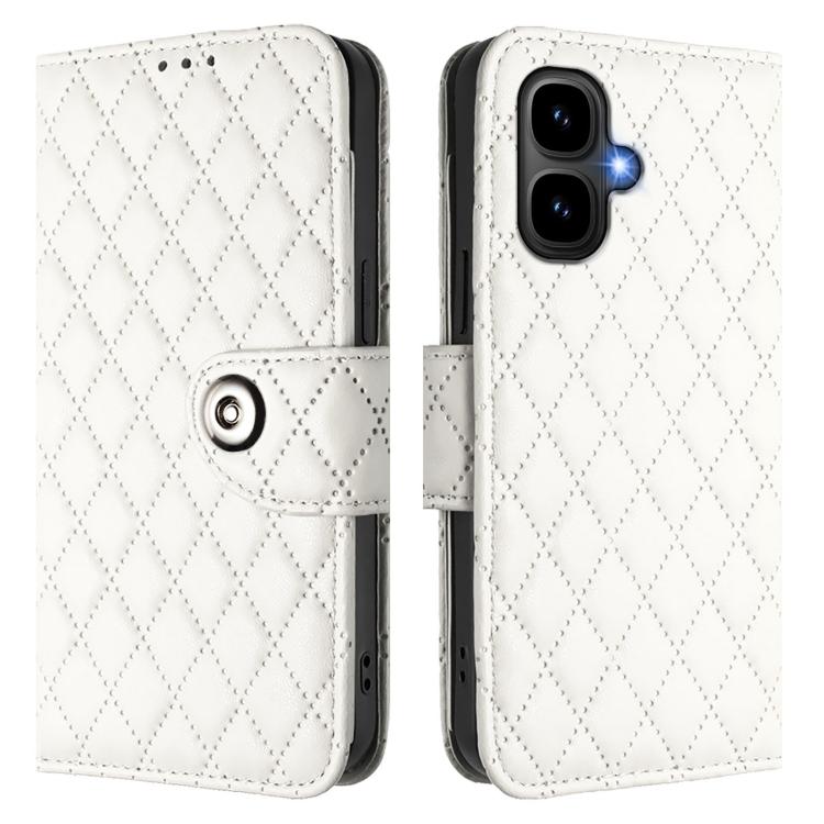 Funda de cuero con textura rómbica y cordón para Infinix Smart 10 4G / Tecno Pop 10 (blanca)
