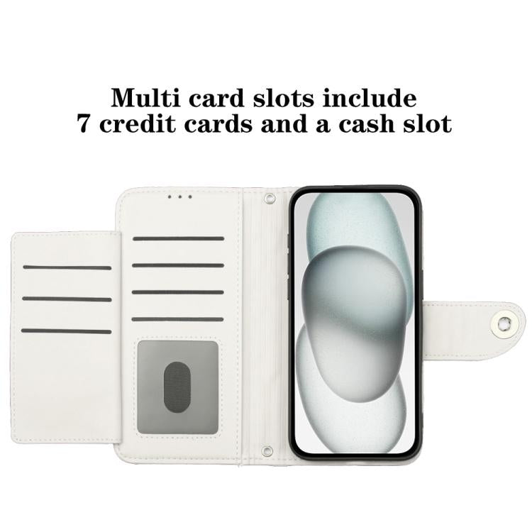 Funda de cuero con textura rómbica y cordón para Infinix Smart 10 4G / Tecno Pop 10 (blanca)