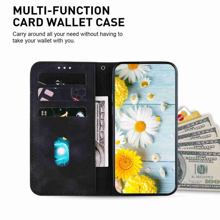 Funda de piel con relieve de lirio para Redmi A5 4G (171,7 mm, negra)