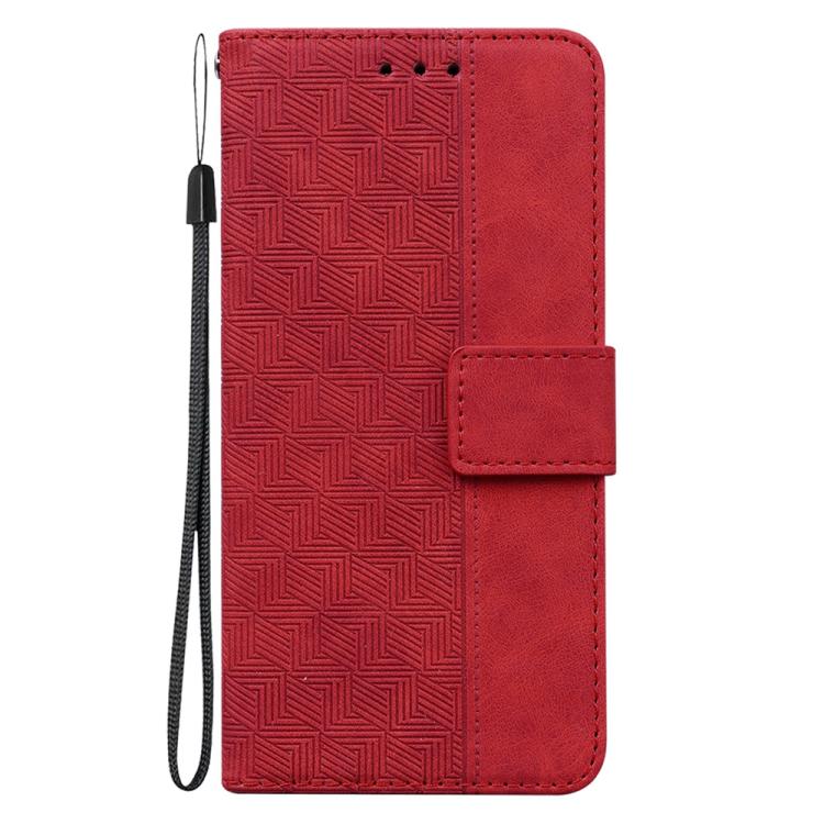Funda de cuero con relieve geométrico para Redmi A5 4G (171,7 mm) (Rojo)