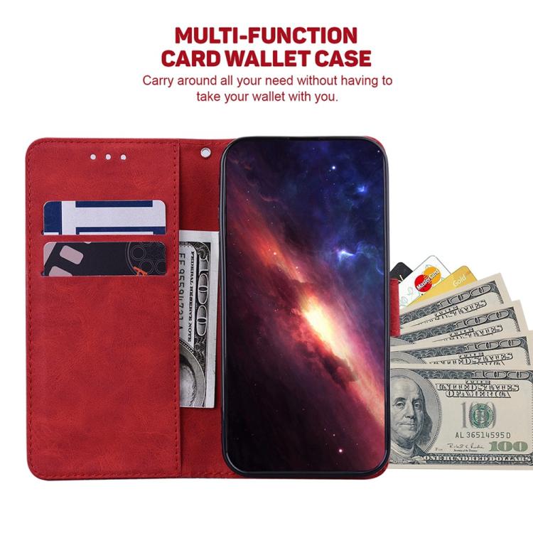 Funda de cuero con relieve geométrico para Redmi A5 4G (171,7 mm) (Rojo)