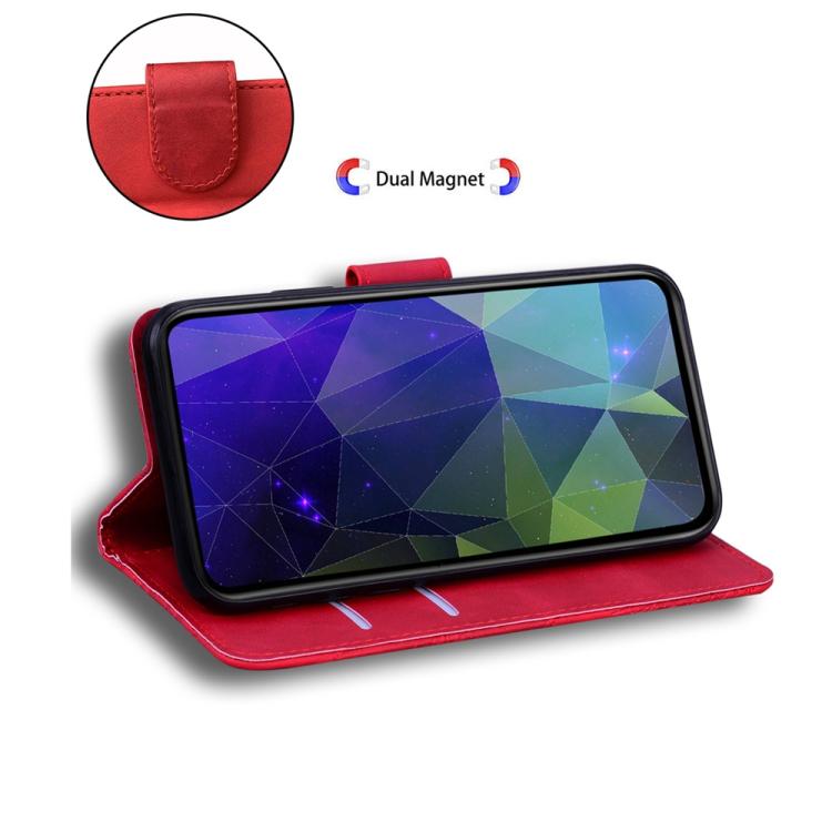 Funda de cuero con tapa para Redmi A5 4G (171,7 mm), color puro y tacto suave (rojo)