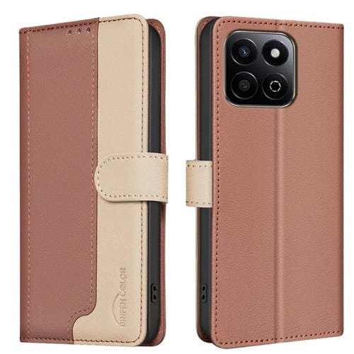 Funda de Cuero Antirrobo con Protección Rfid para Honor 200 Smart/X7C (Marrón)