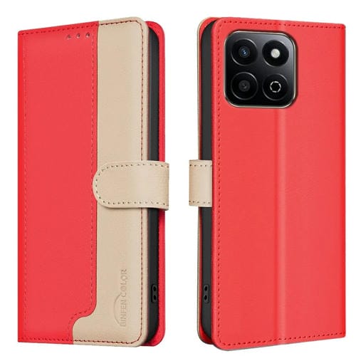 Funda de Cuero Antirrobo RFID para Honor 200 Smart X7C (Rojo)