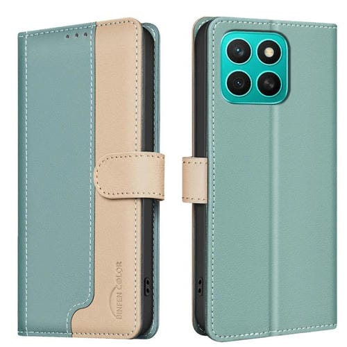 Funda de Cuero Antirrobo RFID para Honor X8C 4G (Verde) a Juego con Teléfono