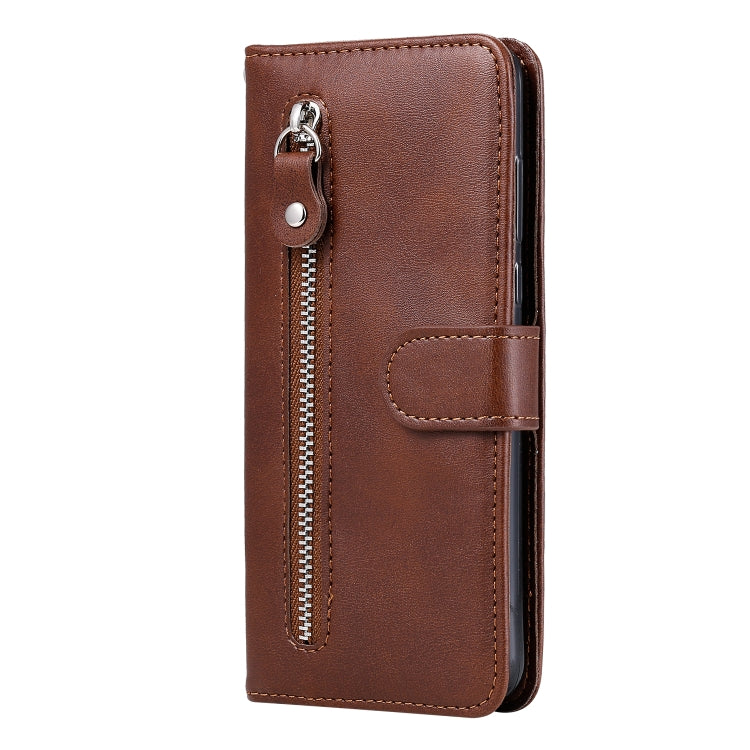 Para Motorola Moto G8 Power Lite Fashion Calf Texture Zipper Funda de cuero con tapa horizontal con soporte, ranuras para tarjetas y función de billetera