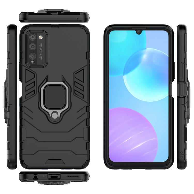 Para Huawei Honor 30 Lite Funda protectora PC + TPU a prueba de golpes con soporte para anillo magnético (Negro)