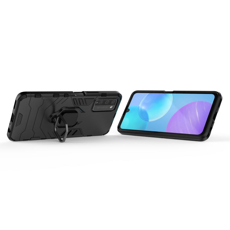 Para Huawei Honor 30 Lite Funda protectora PC + TPU a prueba de golpes con soporte para anillo magnético (Negro)