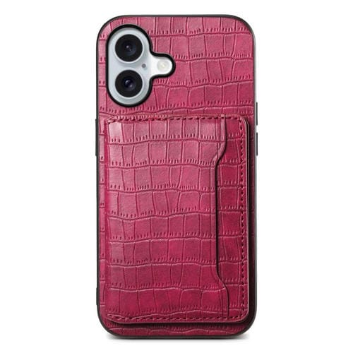 Funda para iPhone 17 con textura de cocodrilo y diseño de cartera de cobertura total (roja)