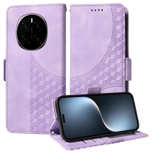 Funda de Cuero Honor Magic7 Pro con Rombos y Estrellas en Relieve (Morado)