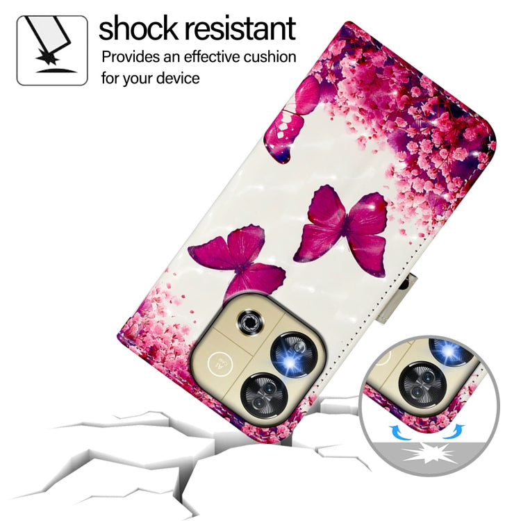 Funda de Cuero con Tapa Horizontal y Pintura 3D para Oukitel C57S (Mariposa Rosa)