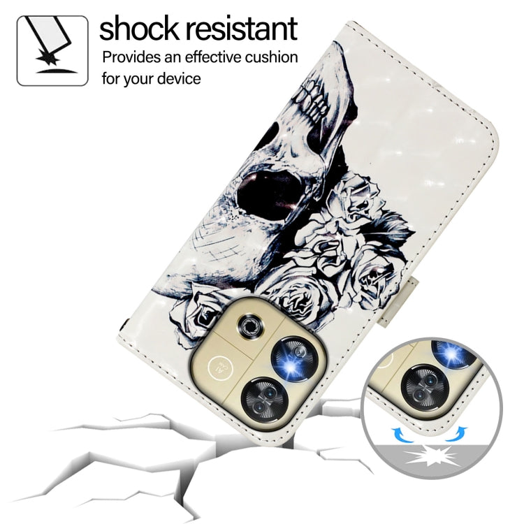 Funda de Cuero con Tapa Horizontal y Pintura 3D para Oukitel C57S (Calavera)