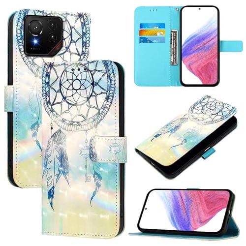 Funda de Cuero con Tapa Horizontal y Pintura 3D para Asus Rog Phone 9/9 Pro (Campanas de Viento con Gotas de Colores)