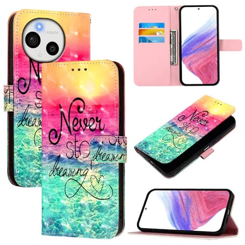 Funda de Cuero para Sharp Aquos Sense9 con Tapa Horizontal y Pintura 3D (Chasing Dreams)