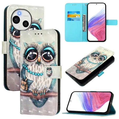 Funda de Cuero con Tapa Horizontal y Pintura 3D para Sharp Aquos Sense9 (Gris)