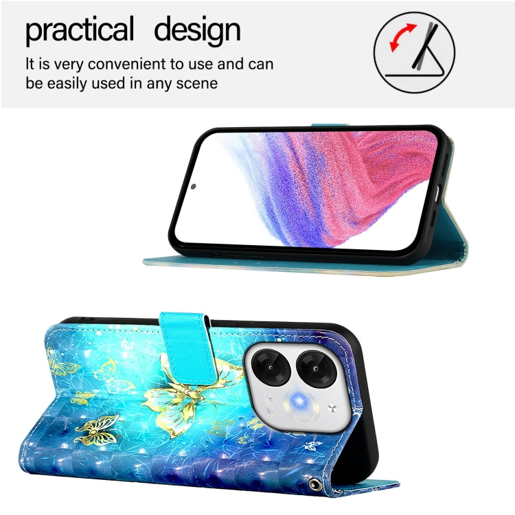 Funda de Cuero con Tapa Horizontal y Pintura 3D para Itel A80 4G (Mariposa Dorada)