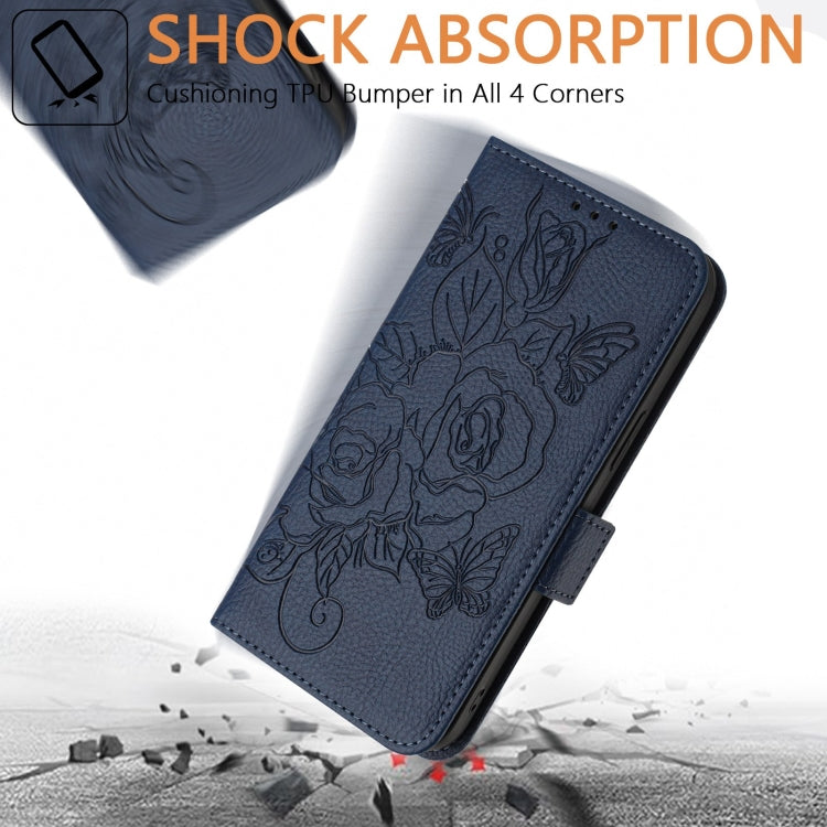 Funda de Cuero Antirrobo RFID con Relieve para Tecno Spark Go 1/Spark Go 2025 (Azul Oscuro)