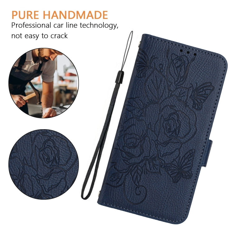 Funda de Cuero Antirrobo RFID con Relieve para Tecno Spark Go 1/Spark Go 2025 (Azul Oscuro)