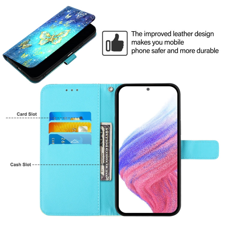 Funda de Cuero con Tapa Horizontal y Pintura 3D para TCL 30Z T602Dl (Mariposa Dorada)
