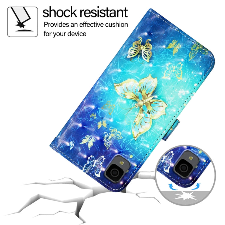 Funda de Cuero con Tapa Horizontal y Pintura 3D para TCL 30Z T602Dl (Mariposa Dorada)