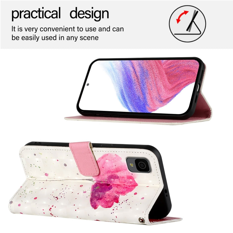 Funda de Cuero con Tapa Horizontal para TCL 30Z T602Dl con Pintura 3D (Flor)