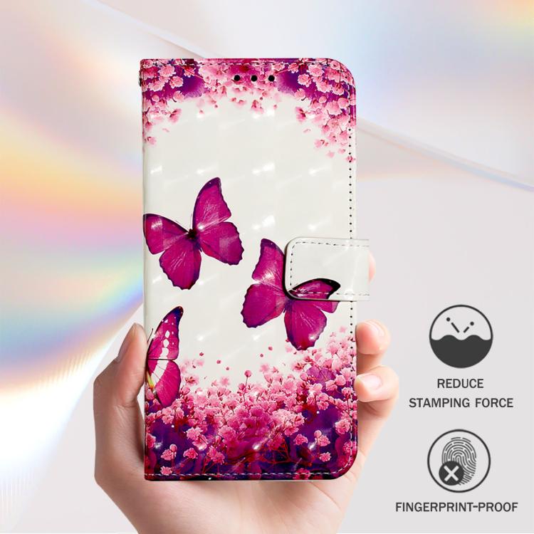 Funda de Cuero con Tapa Horizontal y Pintura 3D para Infinix Hot 9 y Hot 9 Pro (Mariposa Rosa)