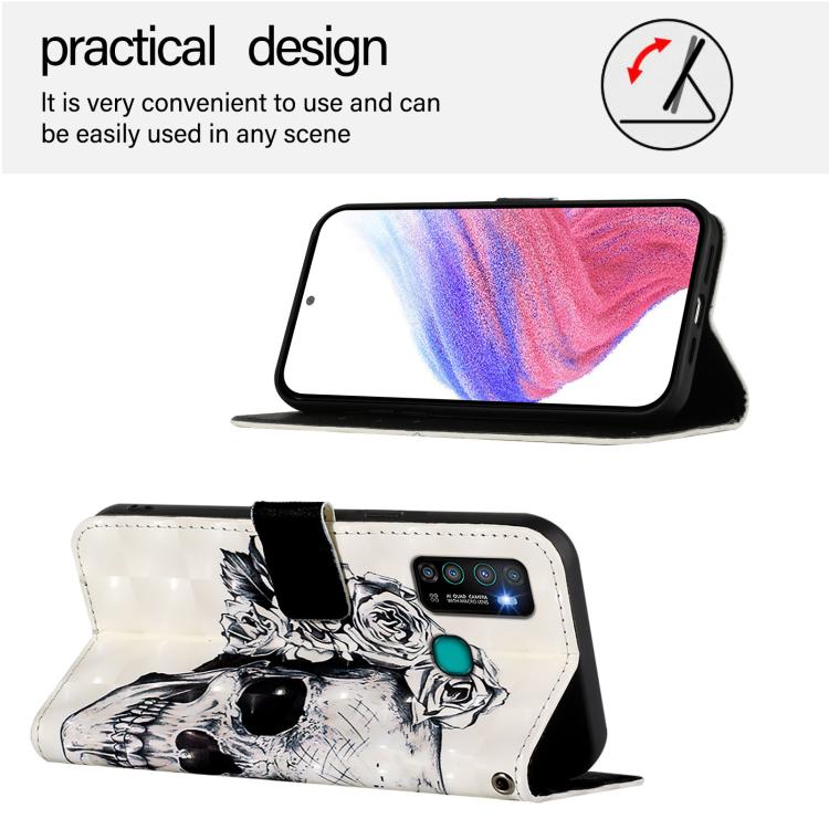 Funda de Cuero con Tapa Horizontal y Pintura 3D para Infinix Hot 9 y Hot 9 Pro (Calavera)